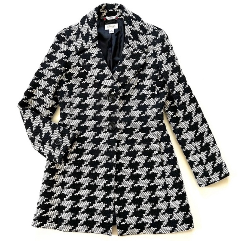 Talbots Black and White Houndstooth Women's  trench Coat